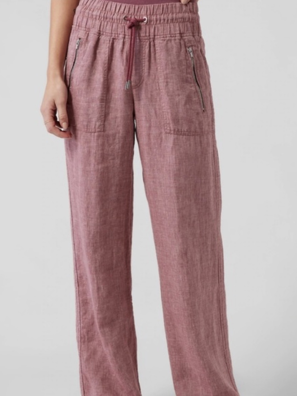 🌹❤️ Athleta Cabo 100% Linen Wide Leg Pants Rose Orchid 6 Coastal Minimalist EUC